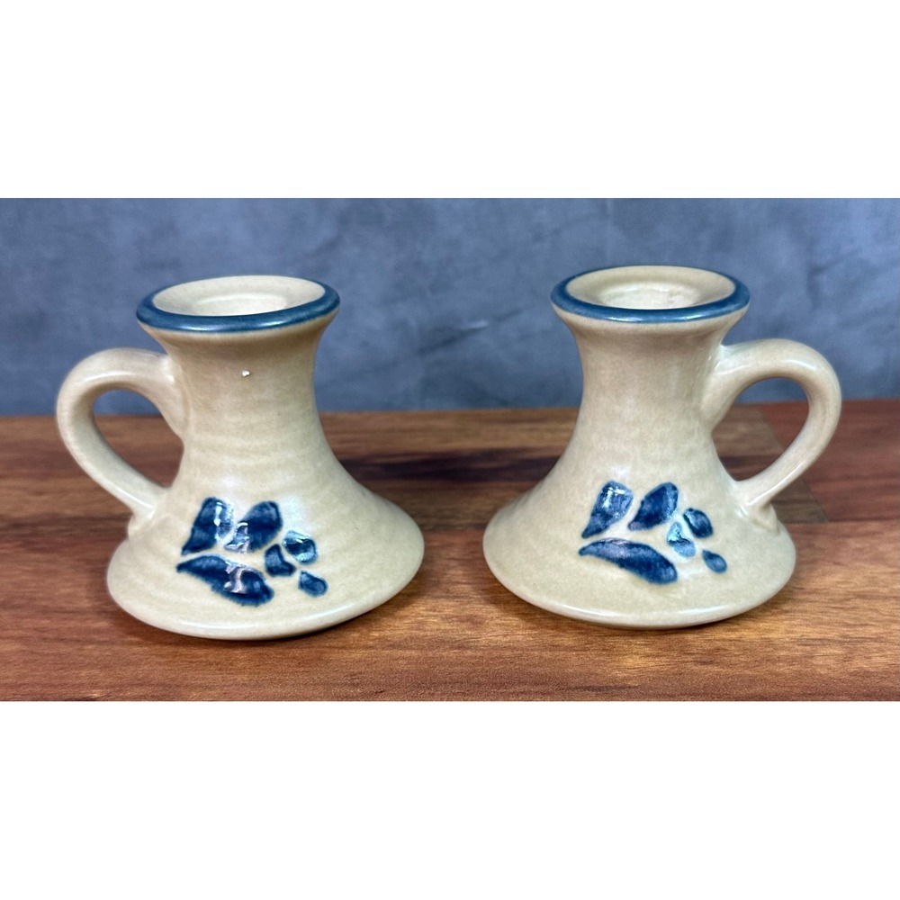 Lot of 2 Pfaltzgraff Folk Art 3" Candle Holders